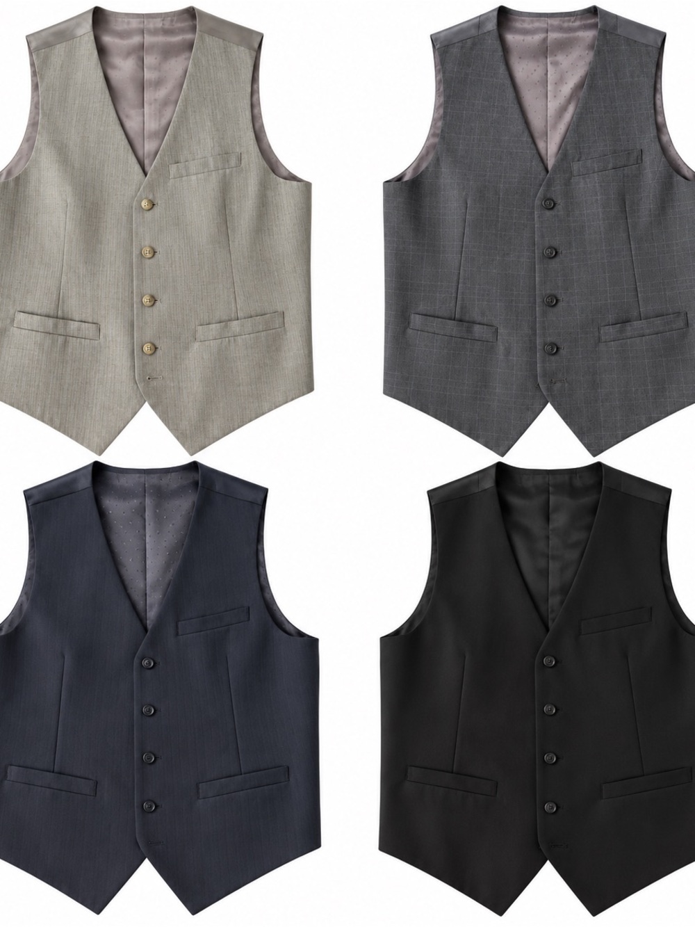 Bundle Perry Ellis Gray and Charcoal Suit Vests size M and L all 4 new